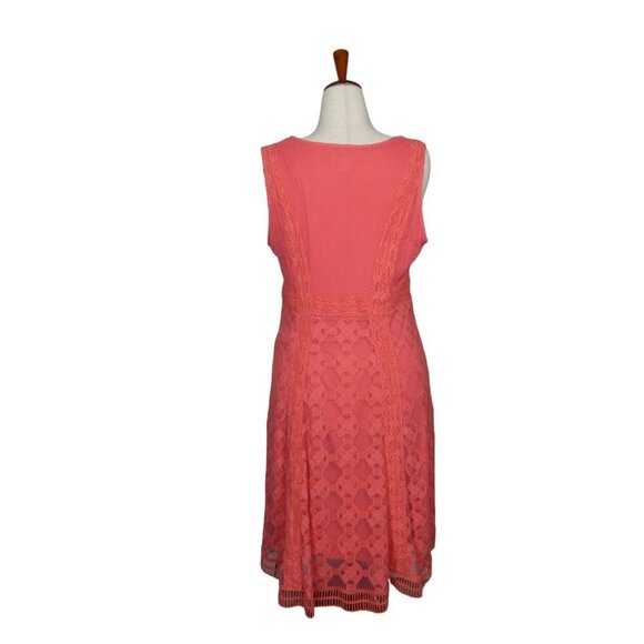 Sundance Romantic Gesture Coral Pink Mesh Embroidered Lace Dress size 14 #616 - Picture 3 of 6